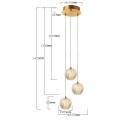 Lampa wisząca DIAMOND 3 złoty zwis LP-2202/3P GD LIGHT PRESTIGE
