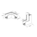Reflektor ŁĄCZNIK PODTYNKOWY L SUFIT-ŚCIANA MAGNETIC SLIM czarny szynowy LP-656-MAG SLIM L RS kąt BK LIGHT PRESTIGE