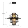 Lampa wisząca RATTANOWA ASTRA czarny zwis LP-3110/1P BK LIGHT PRESTIGE