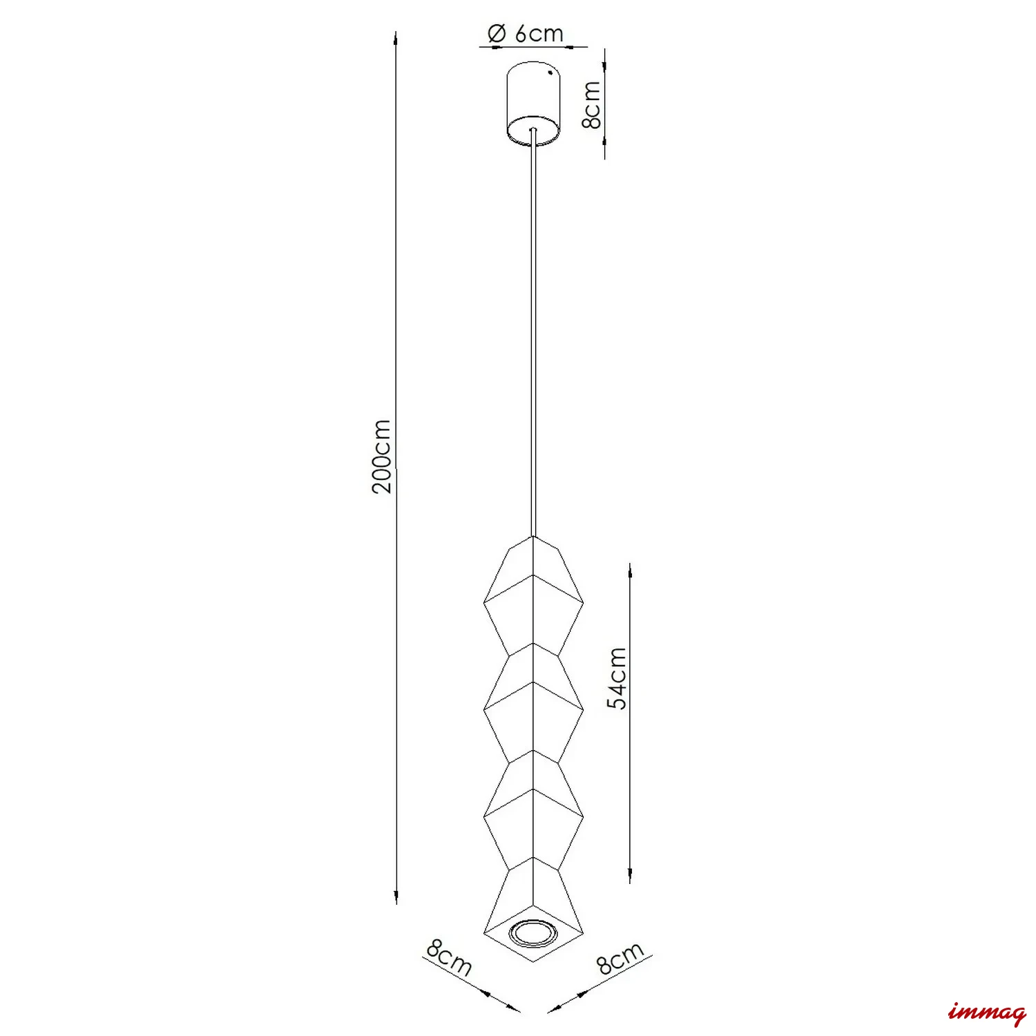 Lampa wisząca KUBBE duża S zwis SL.2032 SOLLUX LIGHTING - wymiary