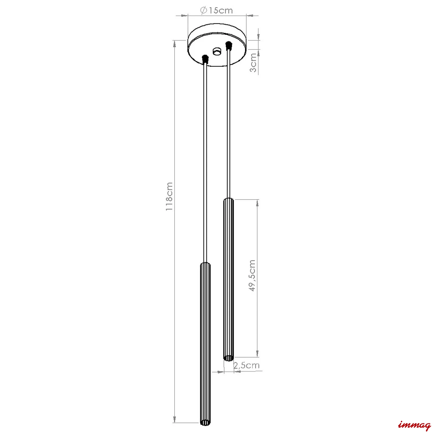 Lampa wisząca ARCHE 2P beżowa zwis SL.2034 SOLLUX LIGHTING - wymiary