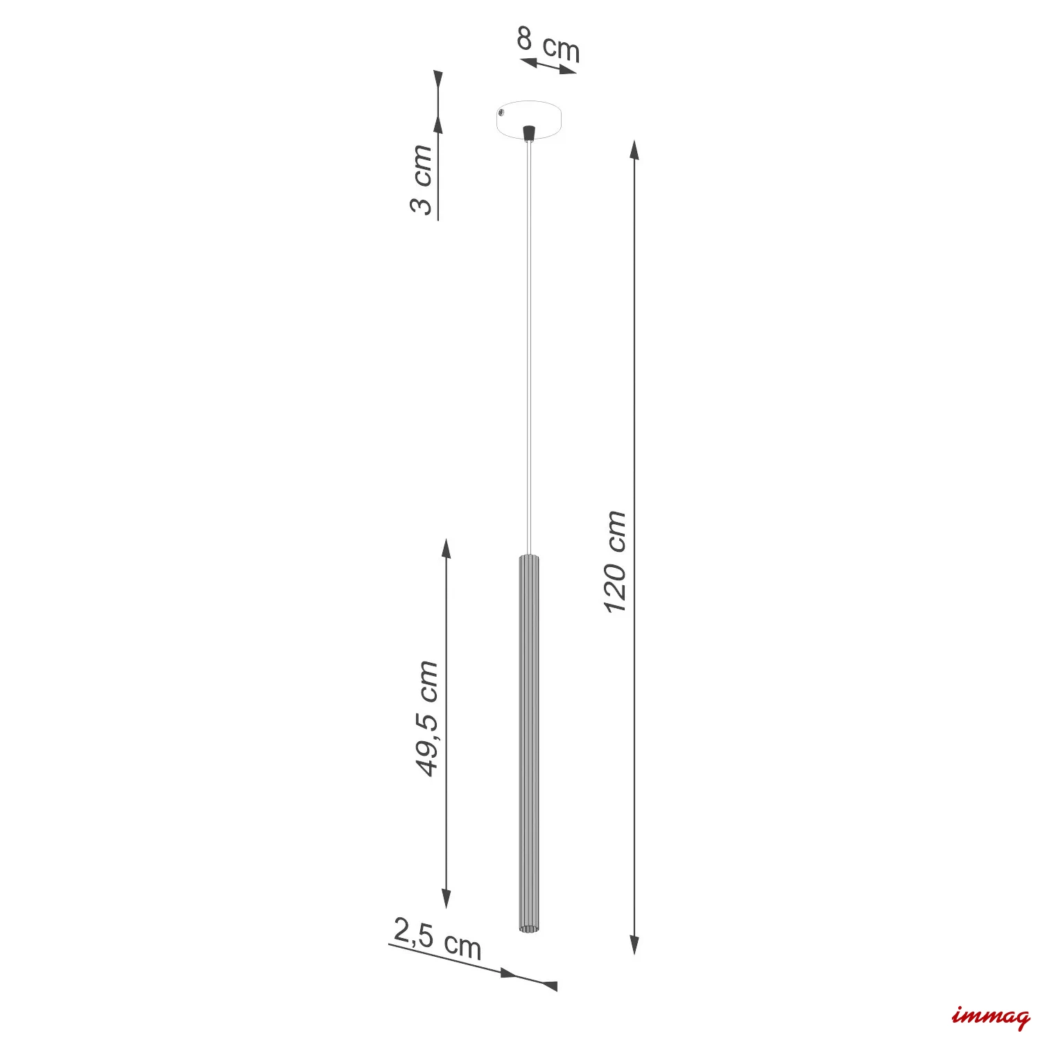 Lampa wisząca ARCHE 1 zielona oliwka zwis SL.2048 SOLLUX LIGHTING - wymiary