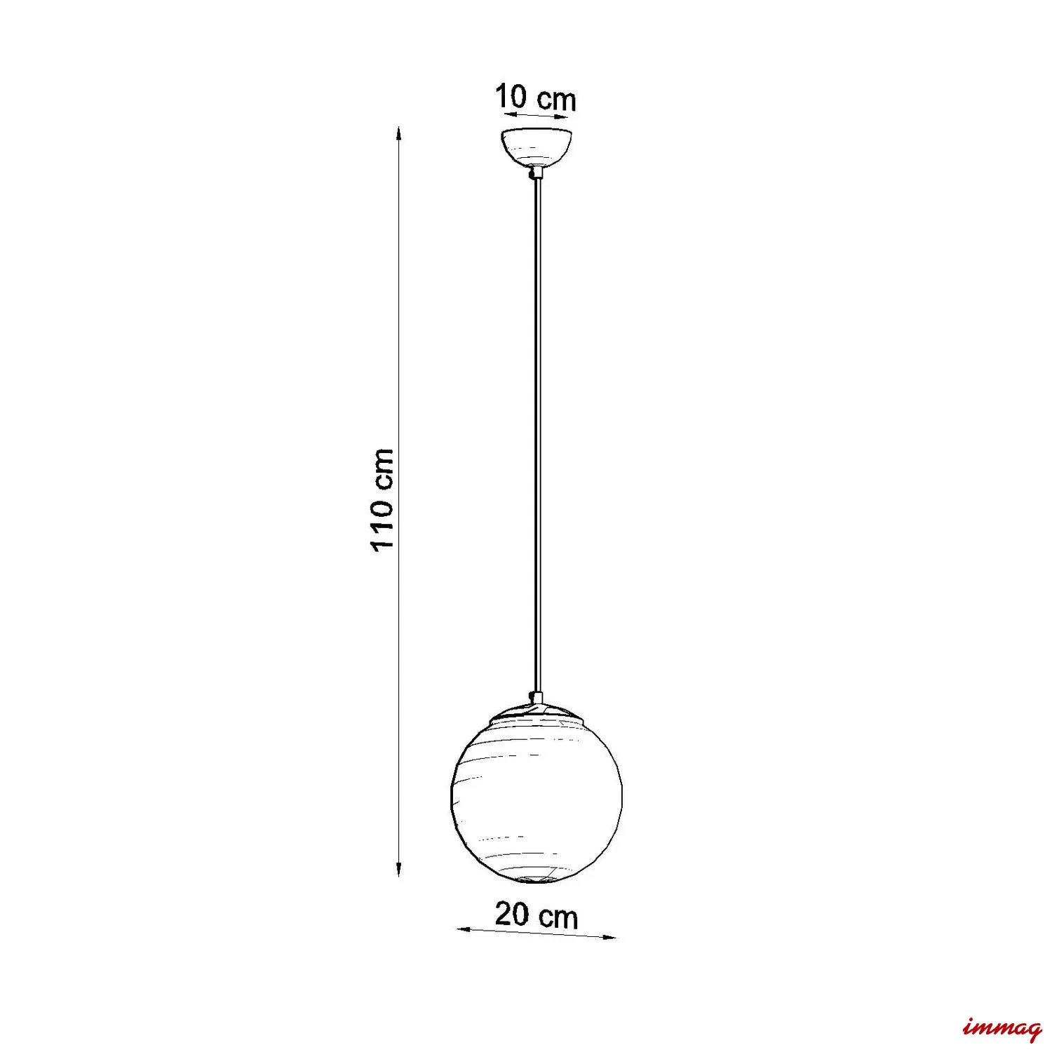 Lampa wisząca UGO 20 ochra czerwona zwis SL.2219 SOLLUX LIGHTING - wymiary