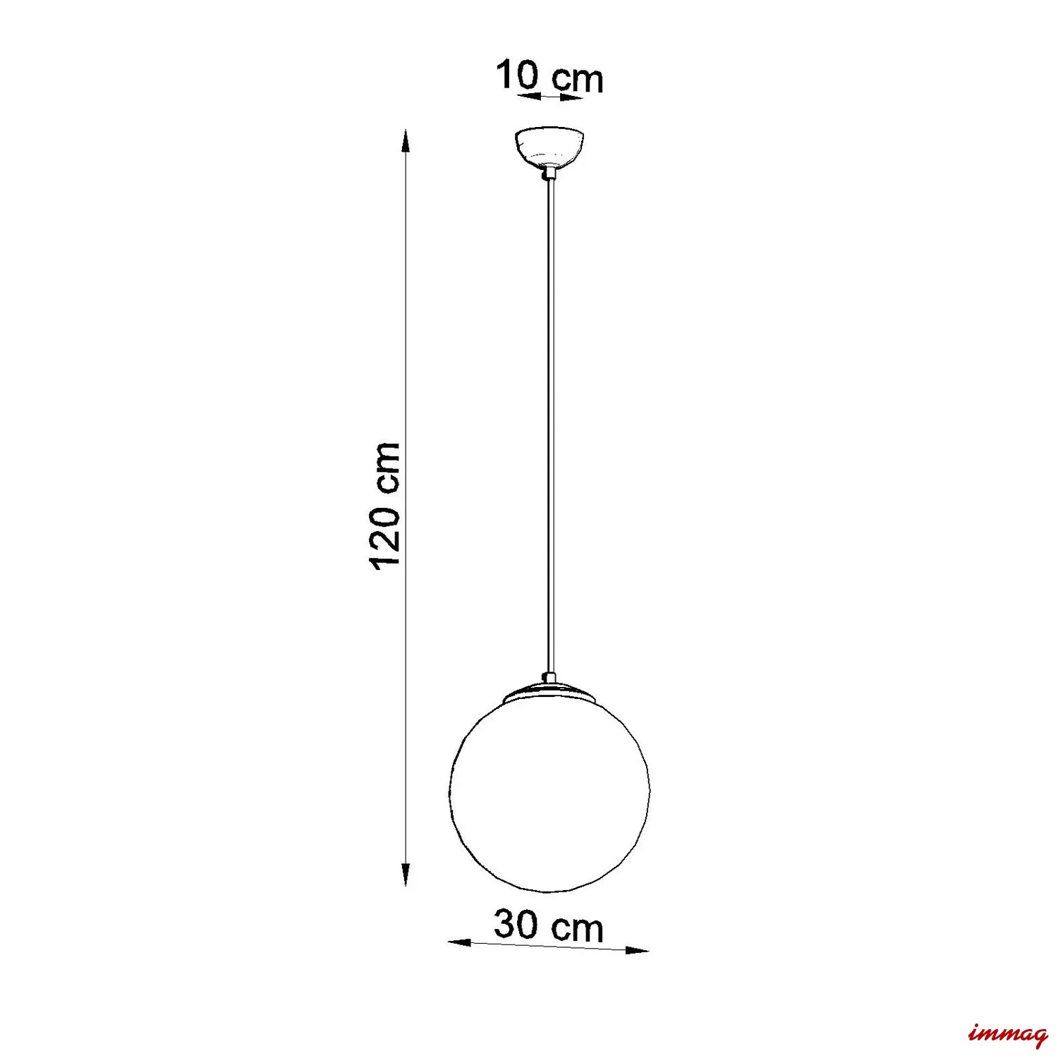 Lampa wisząca UGO 30 burgund zwis SL.2223 SOLLUX LIGHTING - wymiary