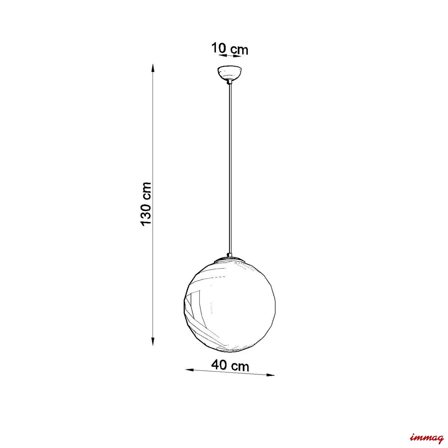 Lampa wisząca UGO 40 ultramaryna zwis SL.2227 SOLLUX LIGHTING - wymiary