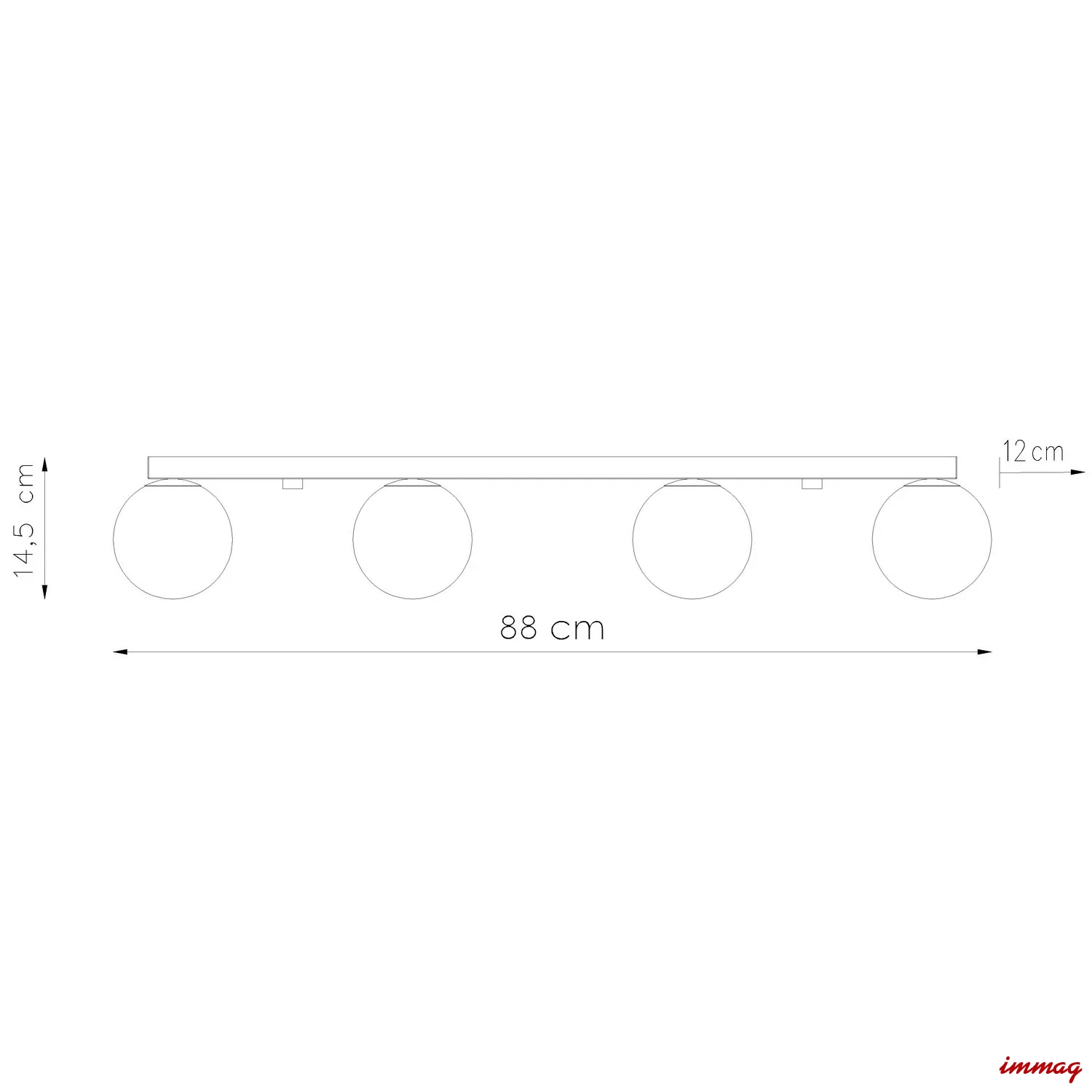 Lampa sufitowa YOLI 4 ultramaryna plafon SL.2259 SOLLUX LIGHTING - wymiary