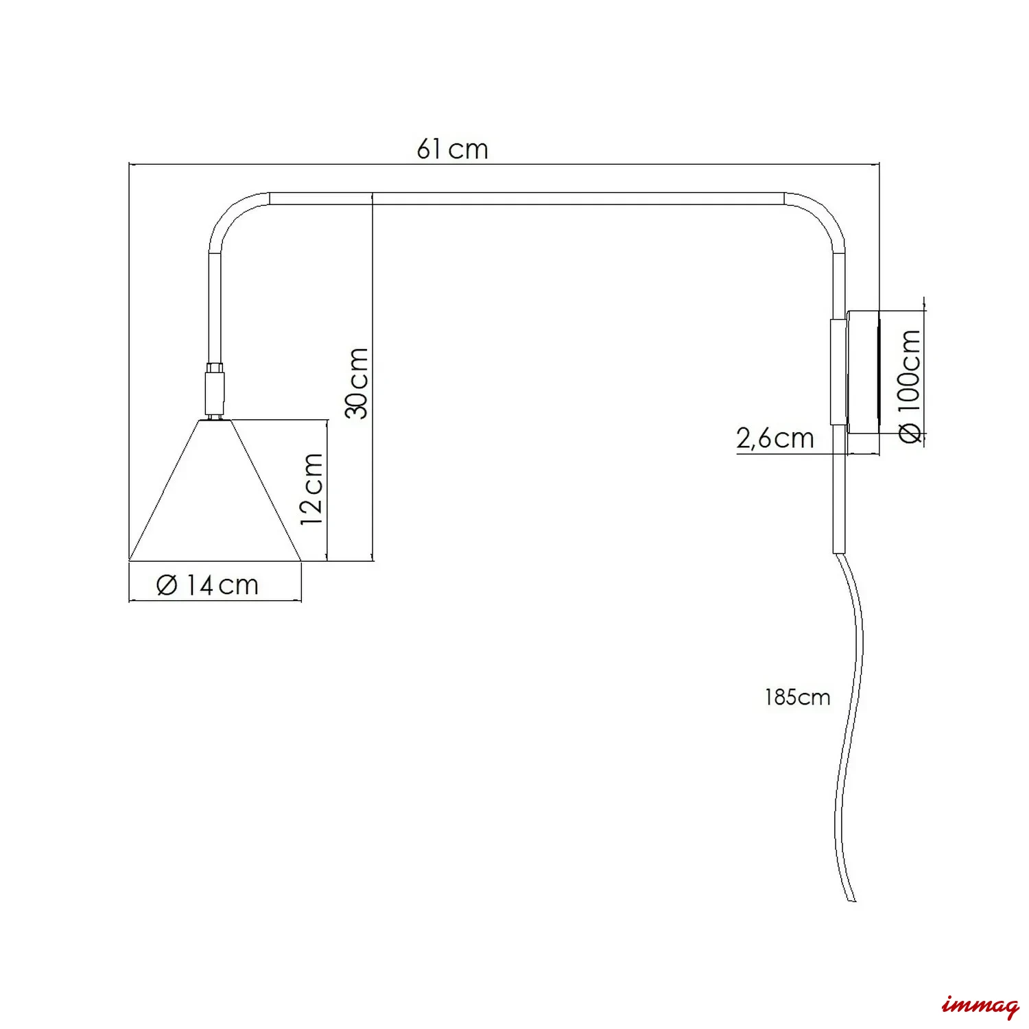 Lampa ścienna NOX błękitna kinkiet SL.2296 SOLLUX LIGHTING - wymiary