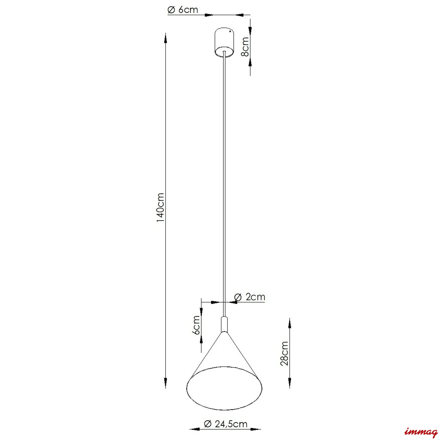 Lampa wisząca NOX 25 ultramaryna zwis SL.2529 SOLLUX LIGHTING - wymiary