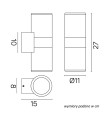 Kinkiet zewnętrzny świecący góra/dół czarny IP54 Adela 7001 BL