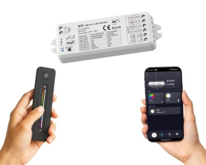 Sterownik do taśmy LED MONO RGB RGBW RGB+CCT 5 kanałowy 15.5A + WiFi TUYA – WT5 BLACK series