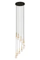 Żyrandol do salonu DAISY 10 Antresola lampa wisząca kaskada czarny_złoty biała kulka 42057 SIGMA