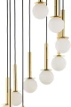 Żyrandol do salonu DAISY 10 Antresola lampa wisząca kaskada czarny_złoty biała kulka 42057 SIGMA