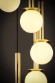 Żyrandol do salonu DAISY 10 Antresola lampa wisząca kaskada czarny_złoty biała kulka 42057 SIGMA