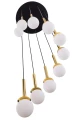 Żyrandol do salonu DAISY 10 Antresola lampa wisząca kaskada czarny_złoty biała kulka 42057 SIGMA