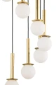 Żyrandol do salonu DAISY 10 Antresola lampa wisząca kaskada czarny_złoty biała kulka 42057 SIGMA