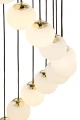 Żyrandol na hol PIANO 15 Antresola lampa wisząca kaskada czarno-złoty biała kulka 42059 SIGMA