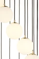 Żyrandol na hol PIANO 15 Antresola lampa wisząca kaskada czarno-złoty biała kulka 42059 SIGMA
