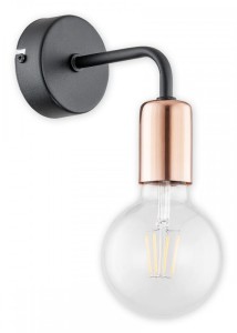 Pixi  O2740 K1 CZA kinkiet czarny mat/miedź Lemir