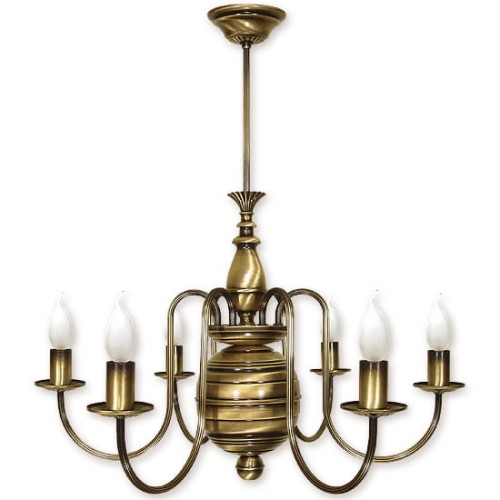 Lampa wisząca  Kandelabr żyrandol 6 - punktowy - patyna 193/W6 LEMIR