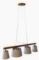 Lampa wisząca dębowa na 4 żarówki z abażurami Wood  W4