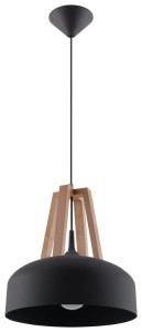 Casco SL.0390  lampa wisząca czarna/naturalne drewno  Sollux lighting