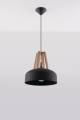 Casco SL.0390  lampa wisząca czarna/naturalne drewno  Sollux lighting